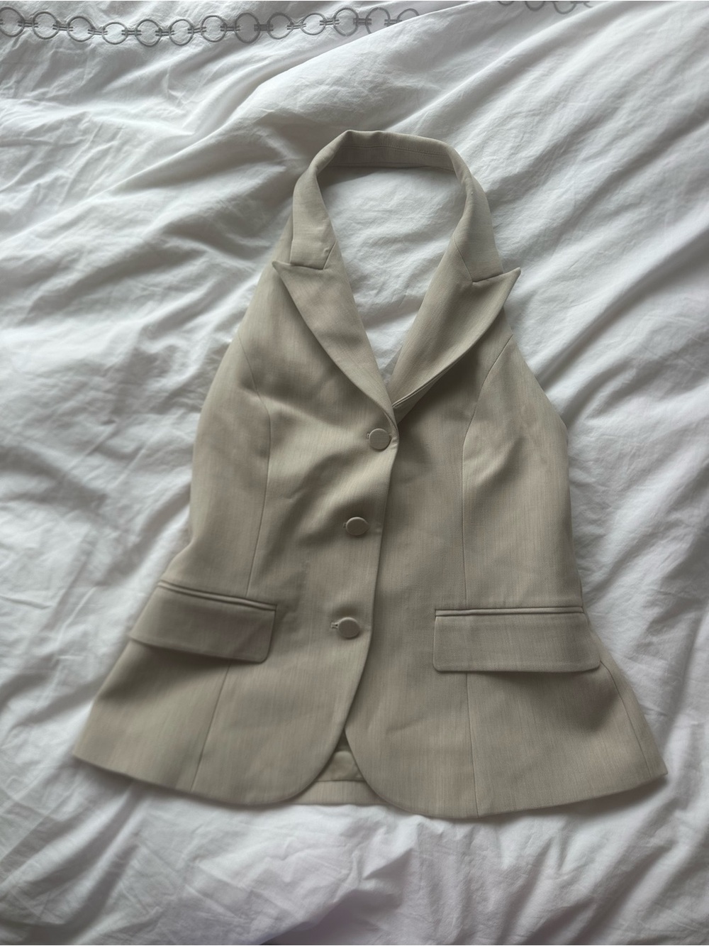 Babaton Neutral Halter Blazer Vest in Light Beige
